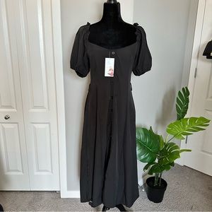 Black Puff Sleeve Maxi Dress